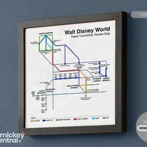 Disney World Transit/Key Routes Map Digital Download, Subway-Style Art for Print