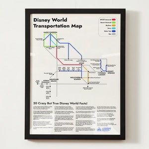 Disney World Transportation Map Print, U-Bahn-Stil, Monorail, Skyliner, Magic Kingdom, EPCOT, Hollywood Studios & Animal Kingdom, Kunst, Geschenk