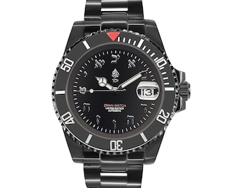 Black Red Touch Tel Living Limited Edition - Hebräische Uhr Jewelica