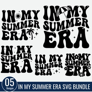 Paquete SVG "En mi época de verano", SVG de verano retro, Último día de clases, Verano, Fin de clases, Época de verano, Vacaciones, Descarga instantánea