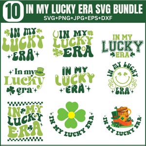 Paquete Svg de In My Lucky Era, diseño de sublimación de San Patricio, png de la suerte, camiseta con amuleto de la suerte, San Patricio retro, trébol Svg, amuleto de la suerte Png