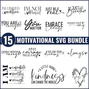 Pakiet Inspirujący Svg, Pakiet Motywujący Svg, Inspirujące Cytaty Svg, Miłość do Siebie Svg, Rodzaj Svg, Wiara Svg, Jesteś Ważny Svg, Plik Cięcia Svg