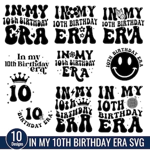In meinem 10th Birthday Era SVG Bundle, Geburtstagskind SVG, 10th Birthday Shirt, Happy Birthday Groovy Retro Shirt, Geburtstagsparty