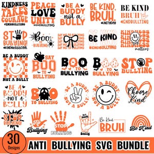 Paquete de SVG contra el bullying, SVG de amabilidad, Detener el bullying, SVG para terminar con el bullying, SVG del Día de la Unidad, SVG de camiseta naranja de la Unidad, SVG boho, SVG de autocuidado