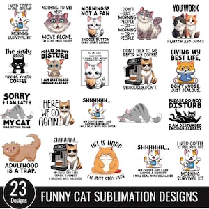 Lustiges Katzensvp-Bundle, Katzenliebhaber PNG, lustige Katzensublimationsdesigns, lustige Katze, Katzen-T-Shirt-Designs, sarkastische Katzensublimation Png
