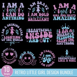 Retro kleines Mädchen-Svg-Bundle, kleines Mädchen-Shirt-Svg, kleines Mädchen-Svg, kleine Mädchen-Zitate, kleine Mädchen-Sprüche, Retro-Designs, kleine Mädchen-Svg