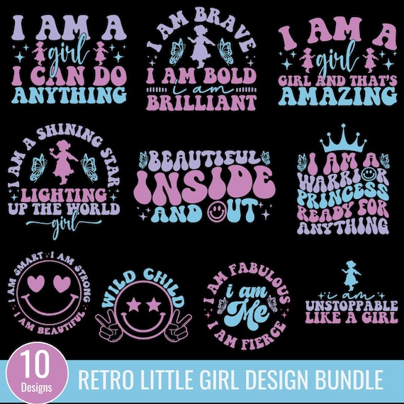 Retro Little Girl Svg Bundle, Little Girl Shirt Svg, Little Girl