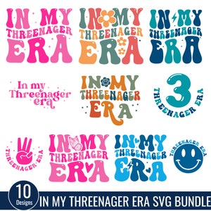 In meinem Threenager Era SVG Bundle, 3.Geburtstag Shirt svg, 3.Geburtstag Png, Threenager Groovy Designs, Retro Groovy Png, digitaler Download