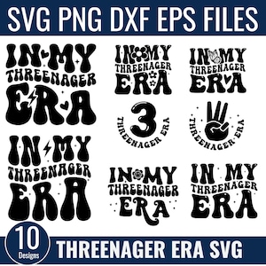 In meinem Threenager Era SVG Bundle, 3.Geburtstag Shirt svg, 3.Geburtstag Png, Threenager Groovy Designs, Retro Groovy Png, digitaler Download