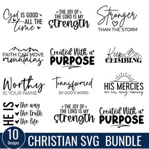 Pakiet chrześcijańskich svg, religijny svg, pismo święte svg, werset biblijny svg, błogosławiony svg, wiara svg, motywujące cytaty svg, chrześcijański svg