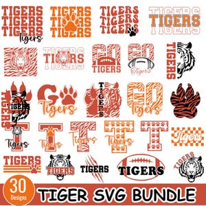 Paquete SVG de tigres, fútbol de los tigres de la escuela secundaria svg, tigre png, espíritu escolar de los tigres, camiseta de tigre svg, fútbol de tigre svg, tigres de Calw Svg