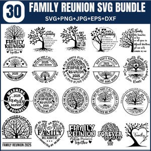 Pacote SVG de reunião familiar, camiseta de reunião familiar svg, árvore genealógica SVG, svg familiar, árvore do amor familiar, árvores genealógicas personalizadas, família reunida