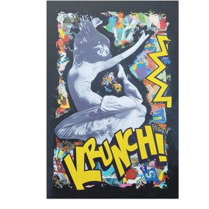 Poster: Willkommen bei 45 | KRUNCH Sprung | Kunstdruck auf seidenmattem 210gsm Papier |  Mittelalter | 40er 50er 60er Jahre | Tänzerin Collage