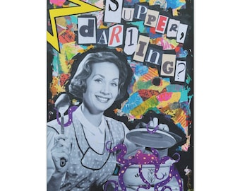 Feminist Collage Art Canvas: Supper, Darling? Octopus Print