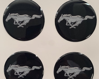 Set di 4 adesivi Mustang con emblema in resina epossidica di tutte le dimensioni per coprimozzo centrale della ruota, il miglior regalo per laptop, telefono, messa a punto automatica, paraurti posteriore