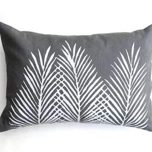 Botanical Style Lumbar Pillow / Palm Throw Pillow image 1