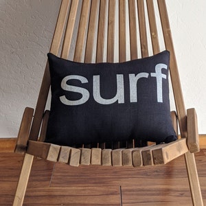Surf Decor / Surf Style / Beach Cottage Decor / Black and White Surf Pillow / Nautical Decor / Beach House / Lumbar Pillow / Surf Pillow image 4