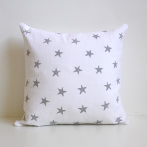 Metallic Star Pattern Pillow / Minimalist Holiday Decor / Star Decorative Pillow image 1