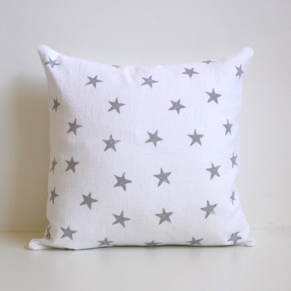 Metallic Star Pattern Pillow / Minimalist Holiday Decor / Star Decorative Pillow