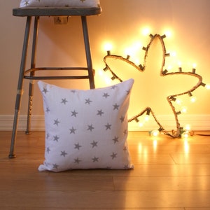 Metallic Star Pattern Pillow / Minimalist Holiday Decor / Star Decorative Pillow image 2