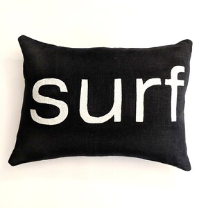 Surf Decor / Surf Style / Beach Cottage Decor / Black and White Surf Pillow / Nautical Decor / Beach House / Lumbar Pillow / Surf Pillow image 2