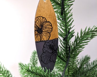 Set of 2 Aloha Style Surfboard Ornaments