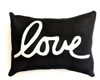 Love throw pillow / Black and White Love Pillow