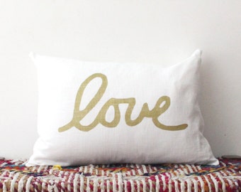 Love Pillow / Metallic Love Throw Pillow / Love Decor