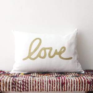Love Pillow / Metallic Love Throw Pillow / Love Decor image 1