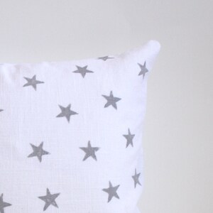 Metallic Star Pattern Pillow / Minimalist Holiday Decor / Star Decorative Pillow Silver