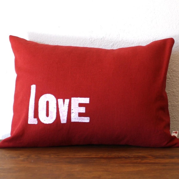 ON SALE - Love - 12 x 16 Removable Pillow Cover with Insert