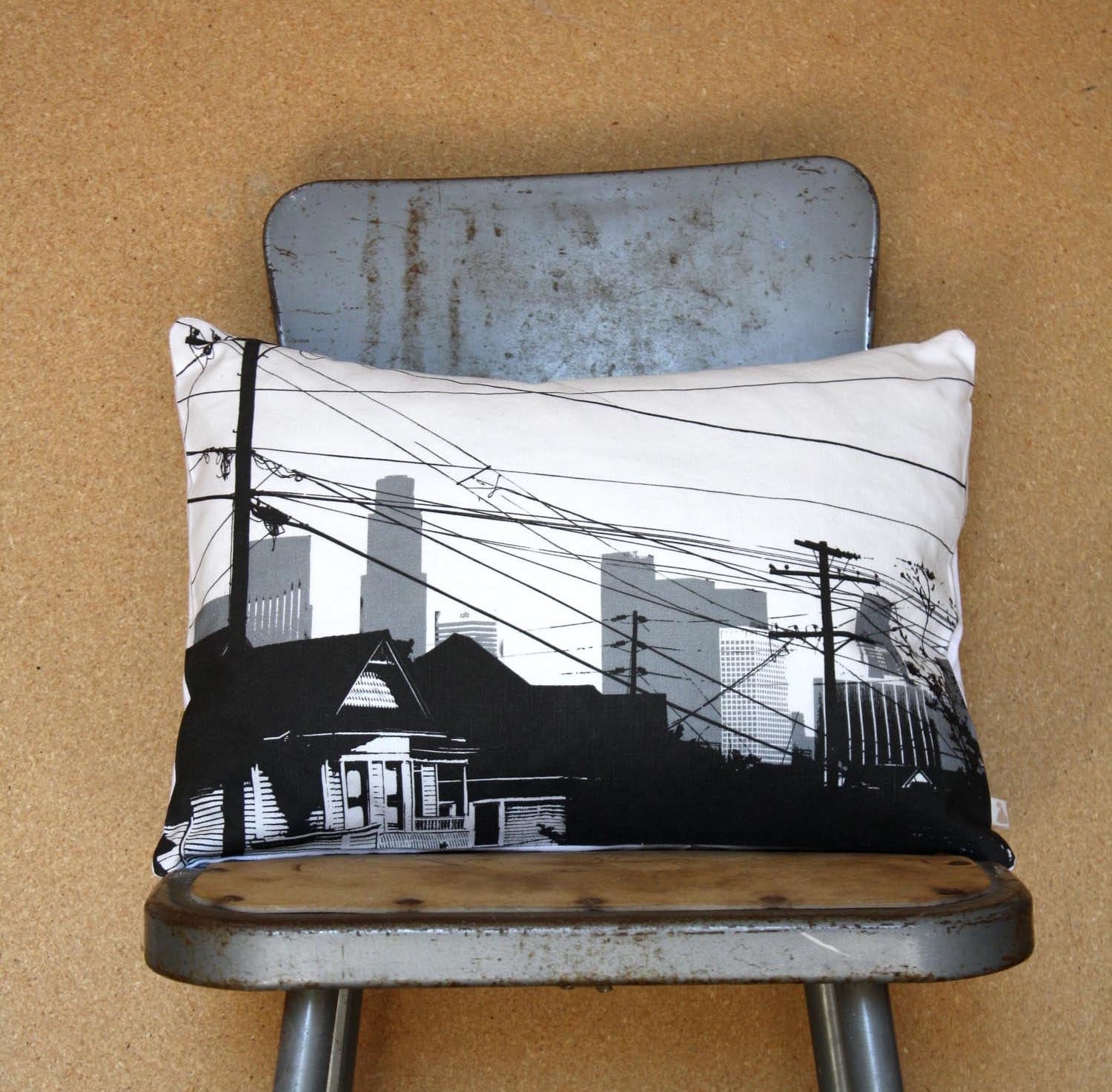 Echo Park Pillow Los Angeles Skyline Echo Neighborhood Architecture Dark City Collection By Nesta Ho