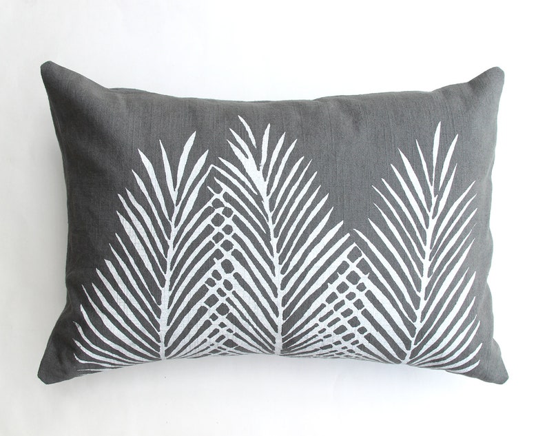 Botanical Style Lumbar Pillow / Palm Throw Pillow image 6