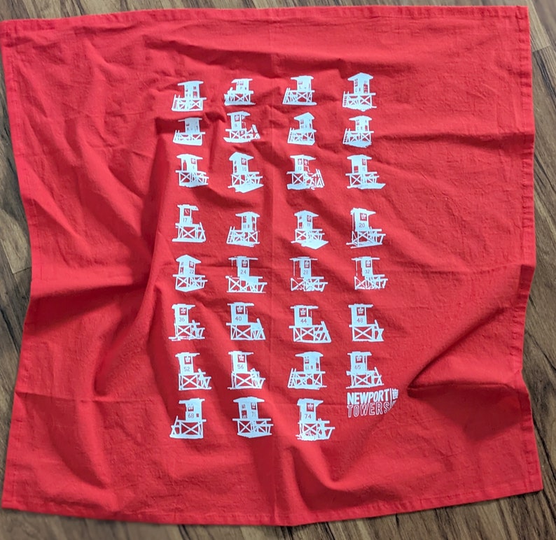 Lifeguard Towers Tea Towel Gifts for Surfers Red