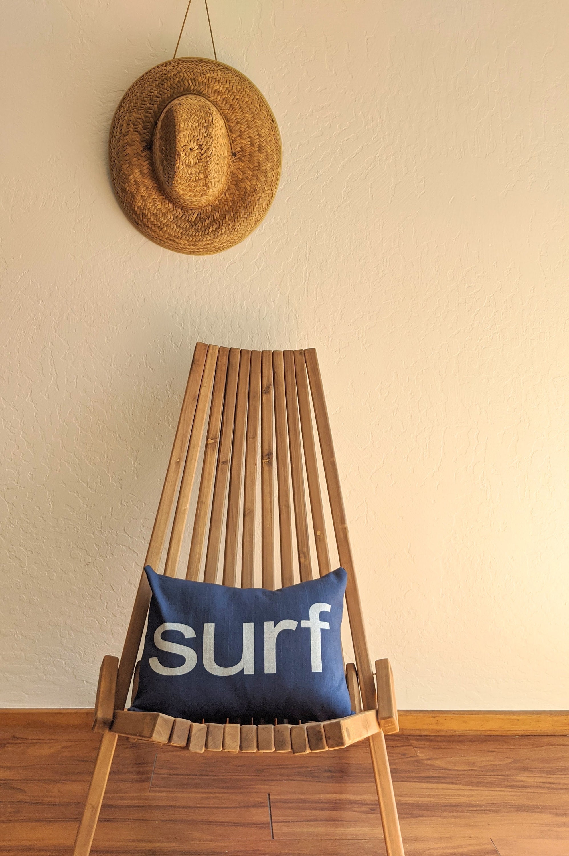 Surf Style/Beach Cottage Decor Navy Blue & White Surf Pillow Nautical House Lumbar Pillow