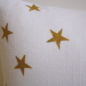 Metallic Star Pattern Pillow / Minimalist Holiday Decor / Star Decorative Pillow Gold