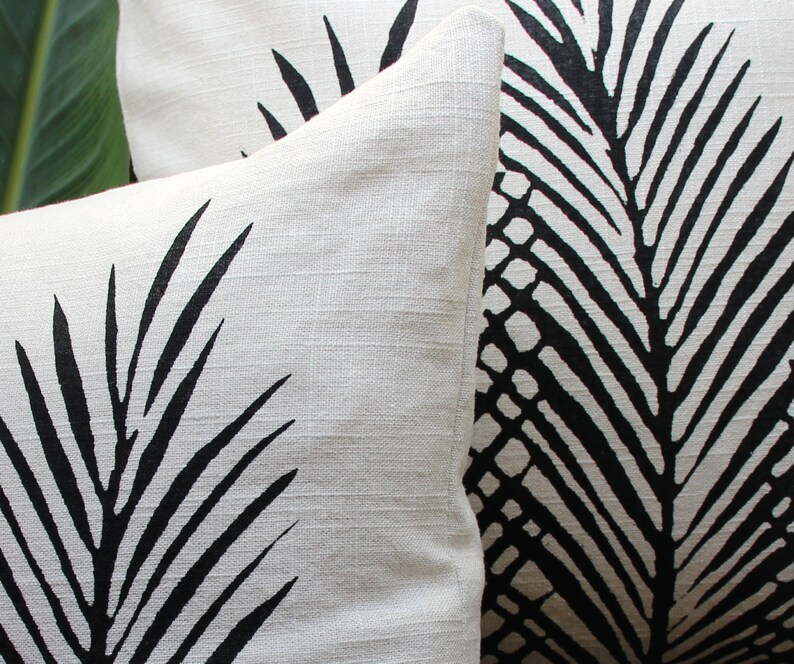 Palm Leaf Decor / Leaf Print / Linen Pillow / Palm Leaf Print / Palm leaf pillow cover image 5