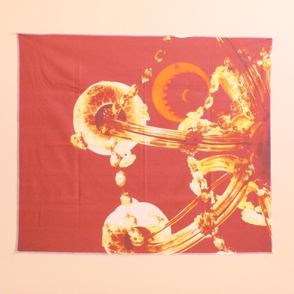 Tapestry / Large Wall Hanging / Champagne / Large Textile Print -/Chandelier / Red / Gold / Glamorous / Fancy
