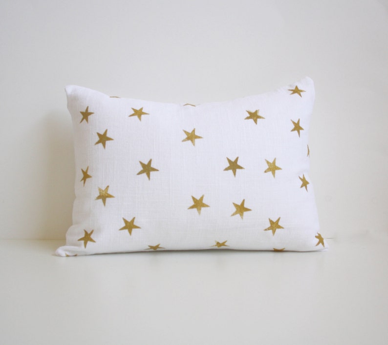 Metallic Star Pattern Pillow / Minimalist Holiday Decor / Star Decorative Pillow image 3