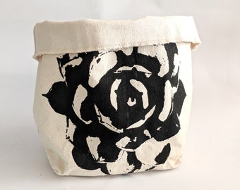 Agave Flower Canvas Storage Bin / Magazine Storage Container