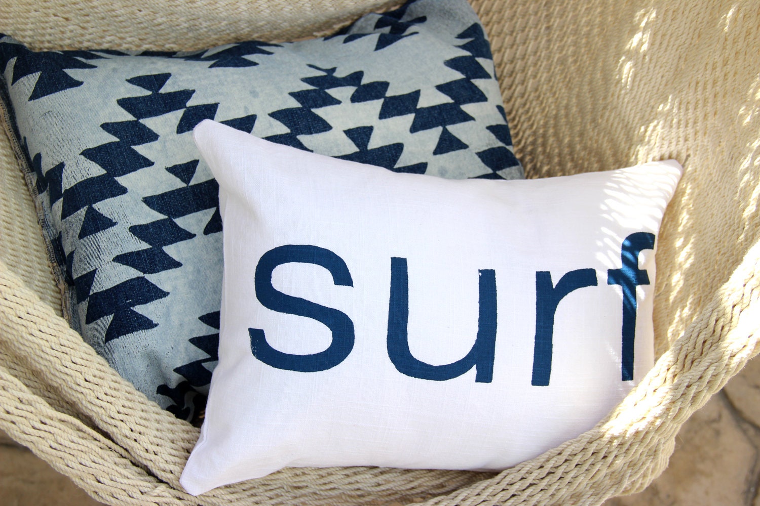 Bundle Of 2 Outdoor Surf Pillow Bundle Denim Decor Beach Etsy