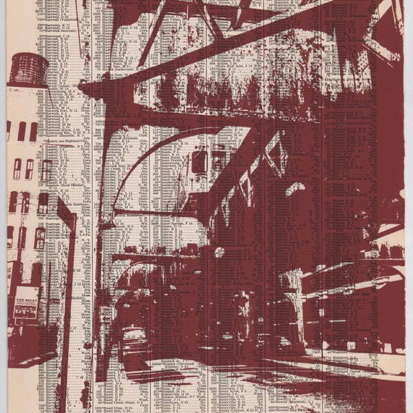 Chicago - Dark City no1 - 11 x 14 Book Page Print - L Train - Railway