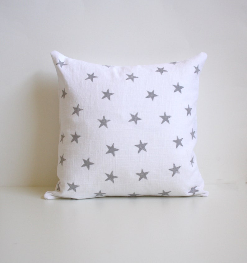 Metallic Star Pattern Pillow / Minimalist Holiday Decor / Star Decorative Pillow image 1