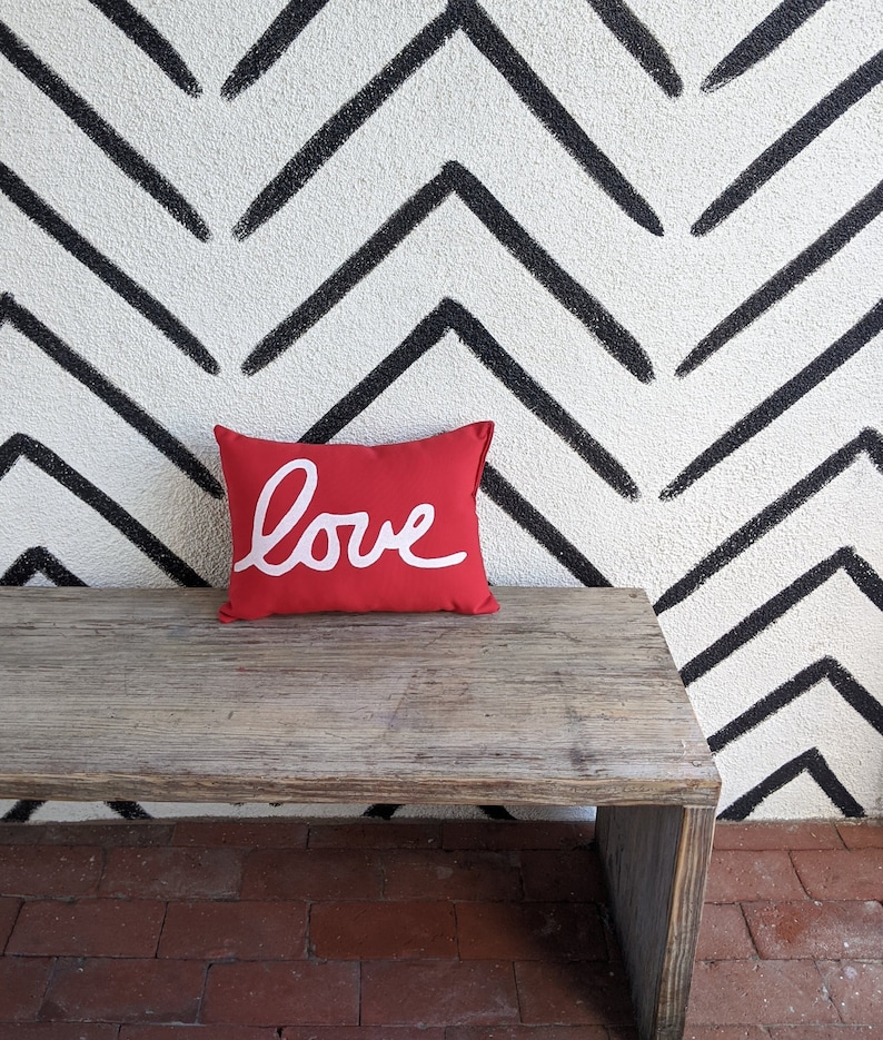 OUTDOOR Love Pillow Outdoor Valentines Day Decor image 1