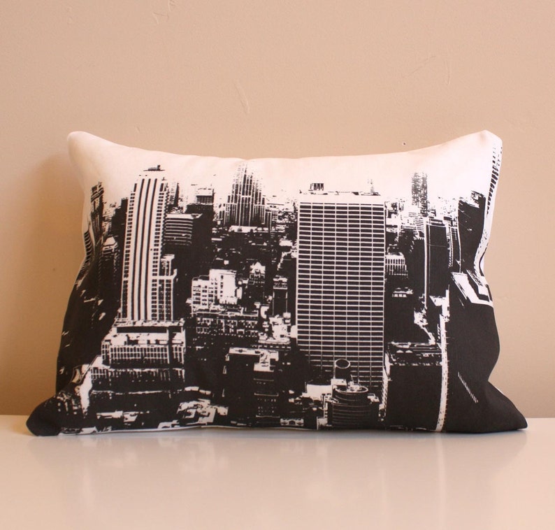 NYC Pillow / New York City Skyline / Loft Decor / nyc pillow / NYC travel pillow / travel decor / city loft / urban decor / graffiti image 1