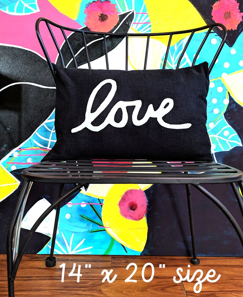 Love Throw Pillow / Black and White Love Pillow Etsy