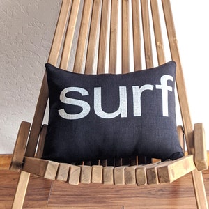 Beach Decor Decorative Throw Pillow / Surf Lumbar Pillow / Bedroom Decor Black Fabric