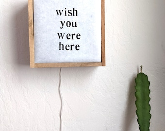 Wish You Were Here Light Box - Pink Floyd Lyrics - decorative lighting