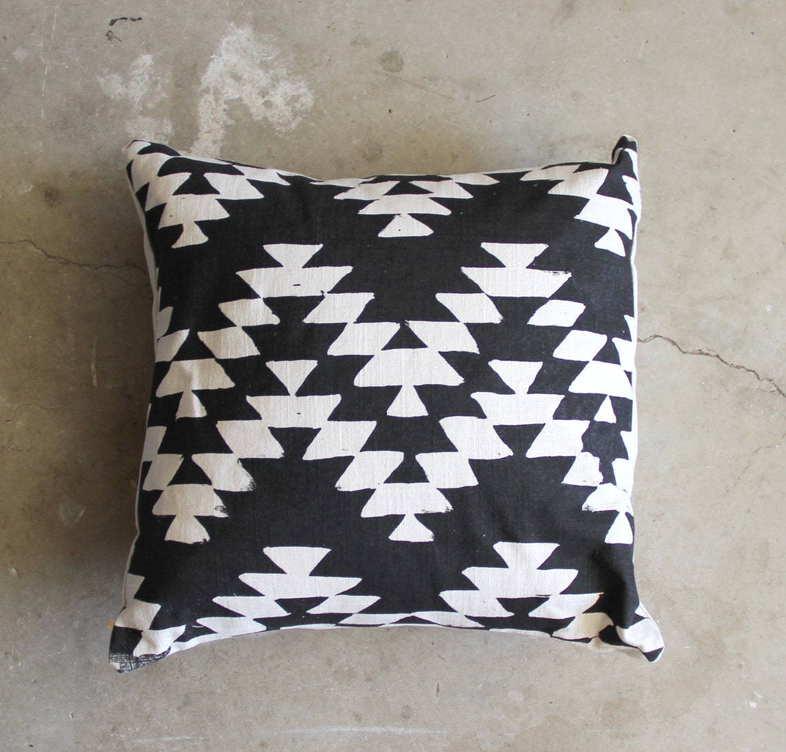 Black and White Aztec Design Decorative Throw Pillow Hand Etsy
