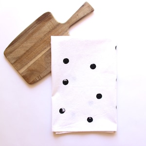 Polka Dot Flour Sack Towel / Minimalist Decor / Kitchen Decor/ Classic Style / Kitchen Towel / Black and White Decor image 1